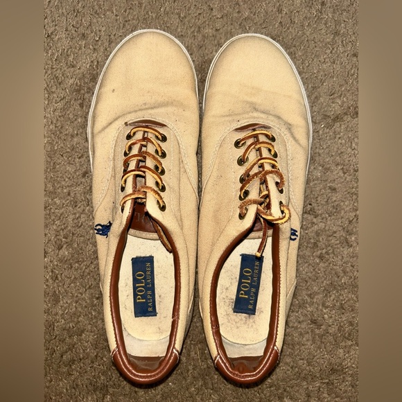 Polo by Ralph Lauren Men's Beige Canvas Sneakers - Picture 4 of 5